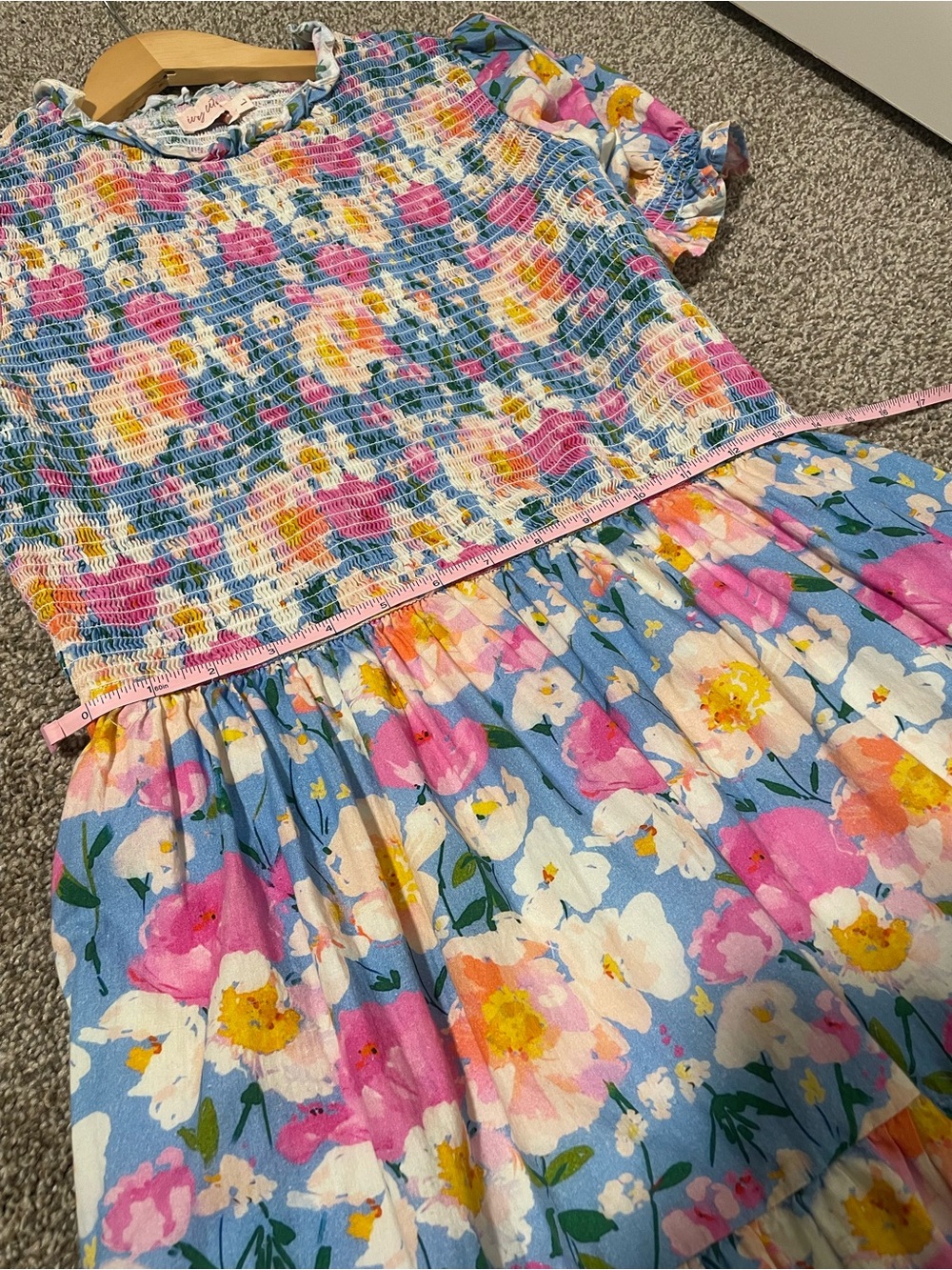Ivy City Co Delia Dress in Blue - Floral Smocked Midi Dress with Pockets - Picture 8 of 16